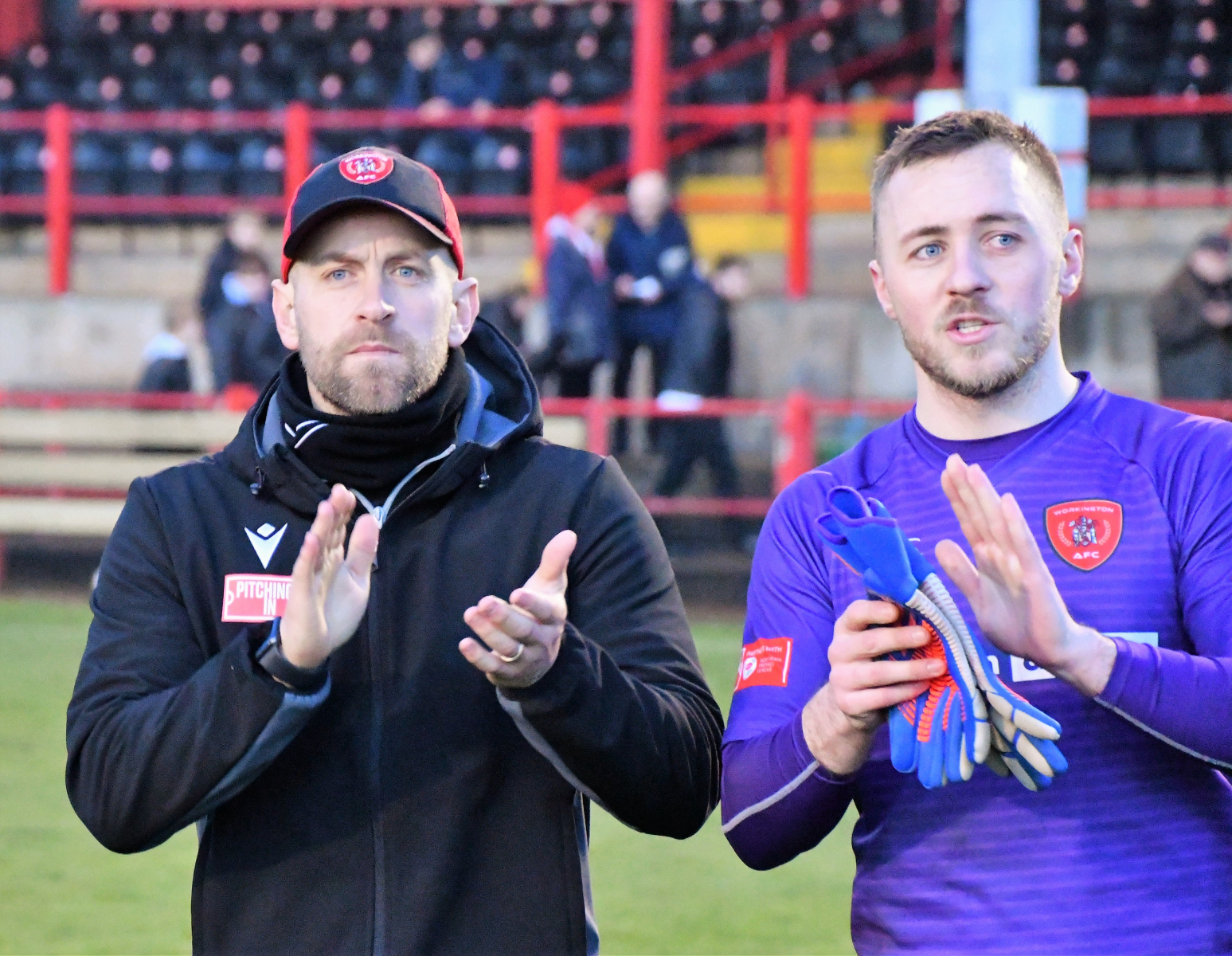Danny-Grainger-and-Jim-Atkinson-thank-the-Reds-fans-at-the-end-of-the-game-Ben-Challis